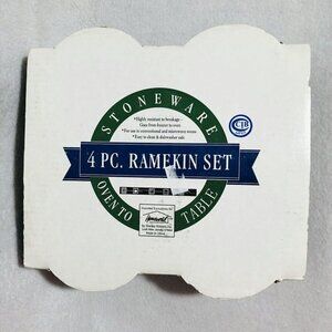 Ramekin Set Stoneware Souffle Bake Casserole Dish 4 Dessert Blue Oven Bakeware